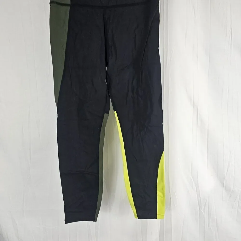 Athleta Asym Colorblock Workout Yoga Tight Leggings Women's Size Sm Black Yellow